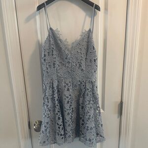 Windsor Lace Mini Dress in Light Blue